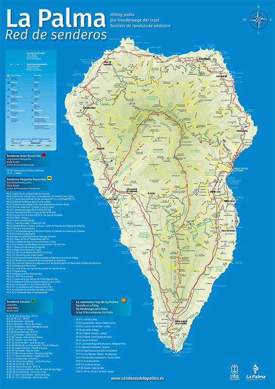 Mapa de los senderos de La Palma